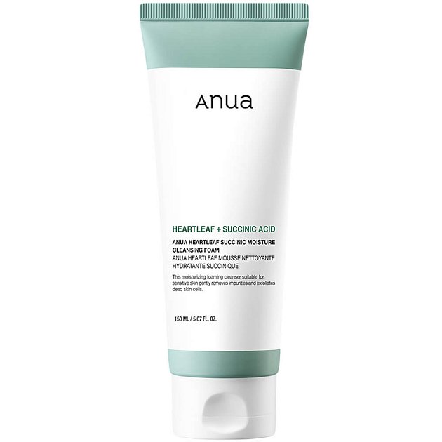 Гель для умывания с янтарной кислотой Anua Heartleaf Succinic Moisture Cleansing Foam