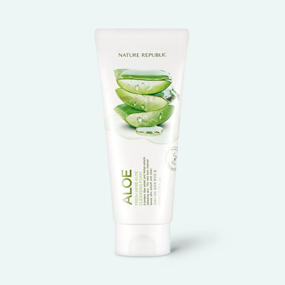 Пенка с экстрактом алоэ NATURE REPUBLIC Fresh Herb Aloe Cleansing Foam